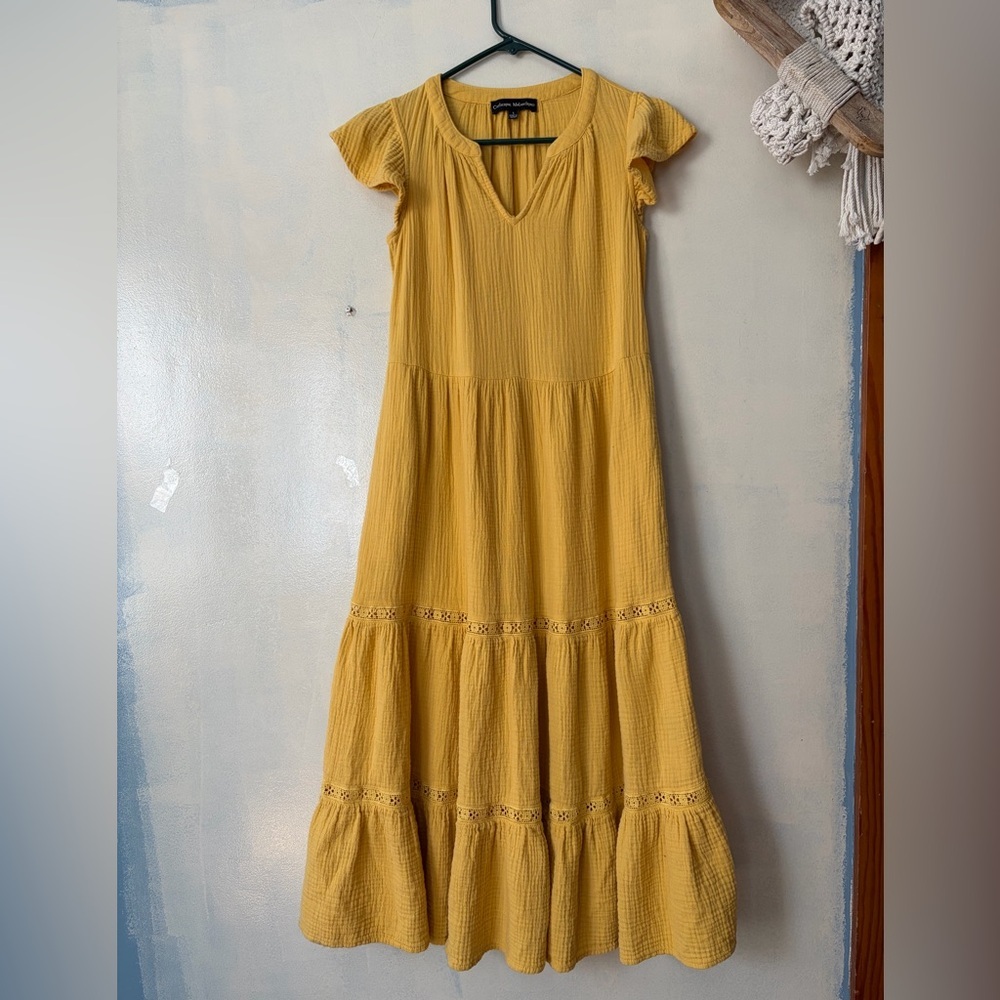 Women’s organic cotton Catherine Malandrino midi dress gauzy cottagecore boho
